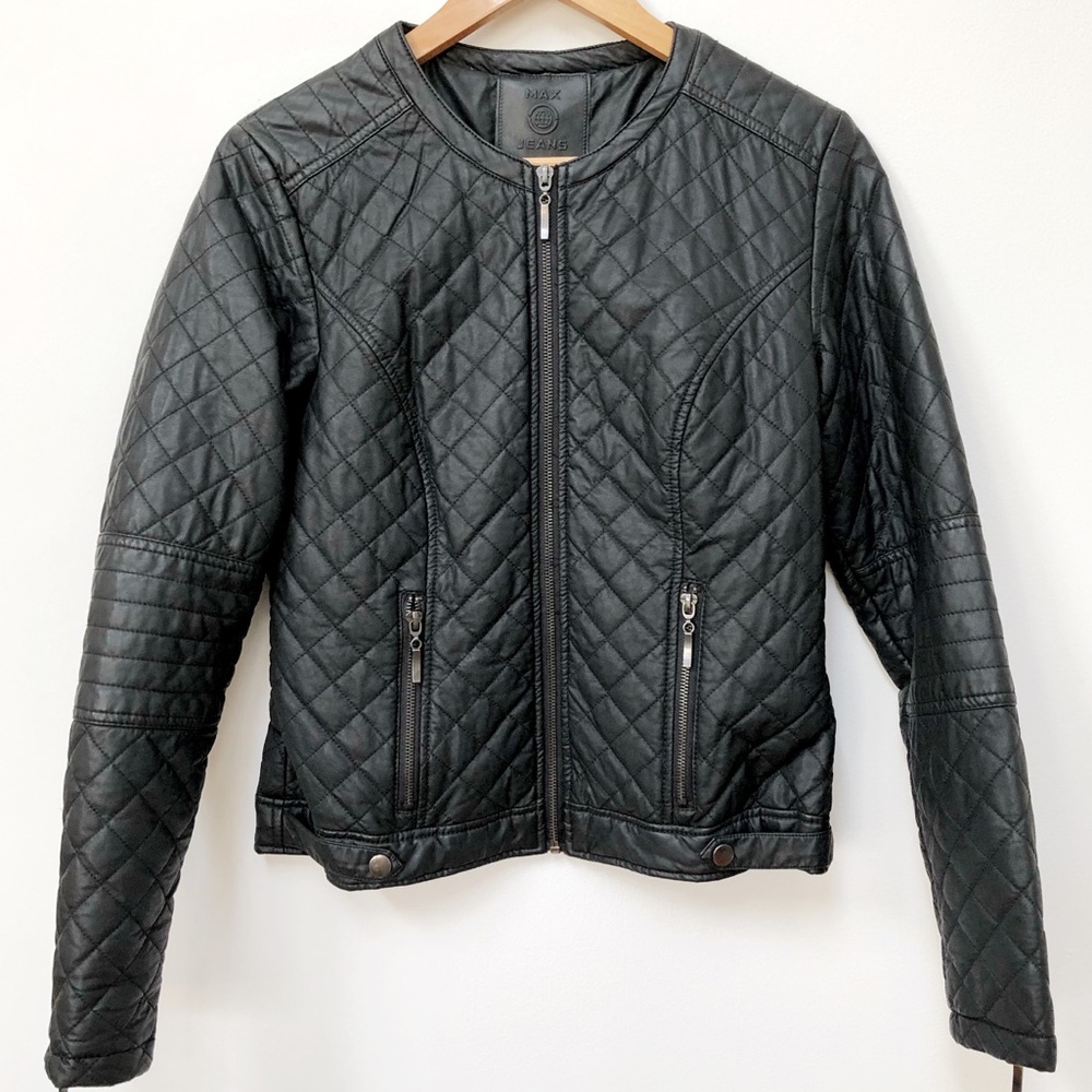 Max Studio Quilted Faux Leather Moto Jacket